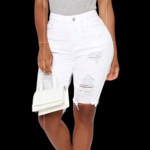 NWT- Fashion Nova White Jean Shorts